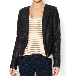 Free People Faux Leather Jacket with Lace Back